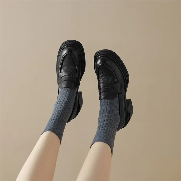 Shoes platform heels, loafers, round toe, wide stable heel — chobi 5