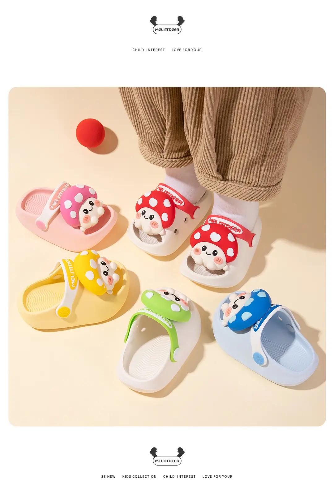 (Wholesale), children's cartoon sandals, wear-resistant Crocs-style slippers for early age, breathable mule, soft sole — chobi 19
