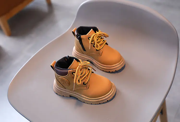A piece of children Martin boots 2023 autumn and winter new girls wild yellow boots boys retro British style — chobi 14