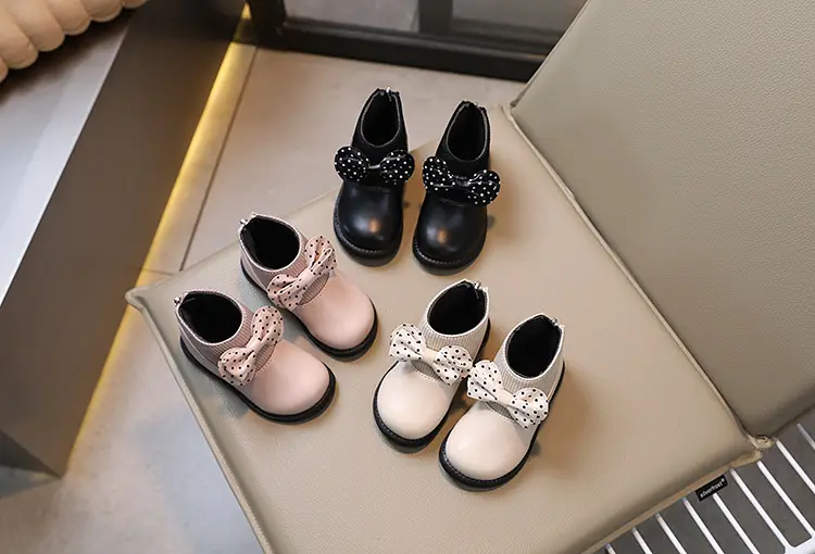 Children's cotton boots 2023 new winter children's shoes Korean style girls' soft sole leather boots baby versatile plus velvet Martin boots — chobi 19