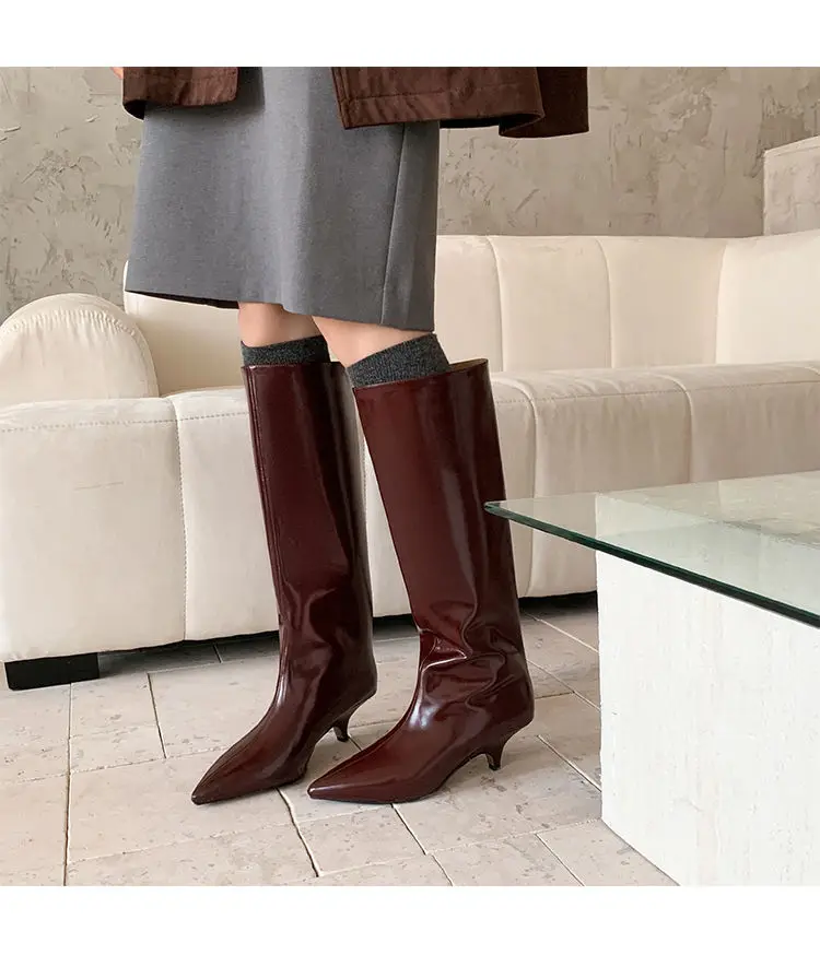 Demi-season fashionable universal high boots pointed-toe, 2026 years, suitable for outdoor wear, western style — chobi 14