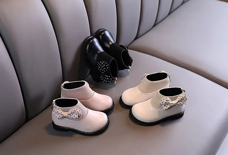 Children's cotton boots 2023 new winter children's shoes Korean style girls' soft sole leather boots baby versatile plus velvet Martin boots — chobi 2