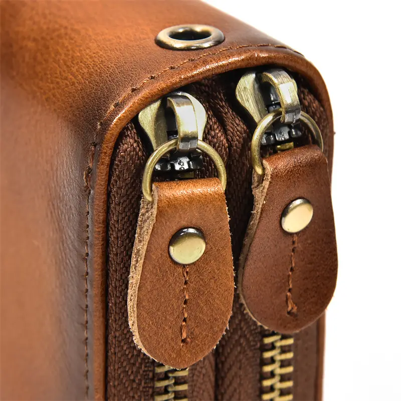 Leather long wallet with zipper, genuine leather — chobi 22