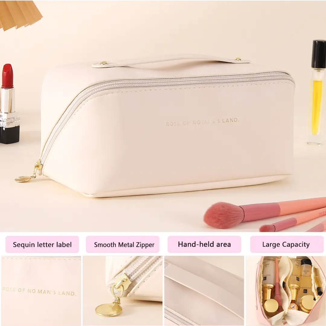 Fashionable handheld cosmetic bag to go out, capacious organizer bag for traveling, high quality polyurethane purse — chobi 25