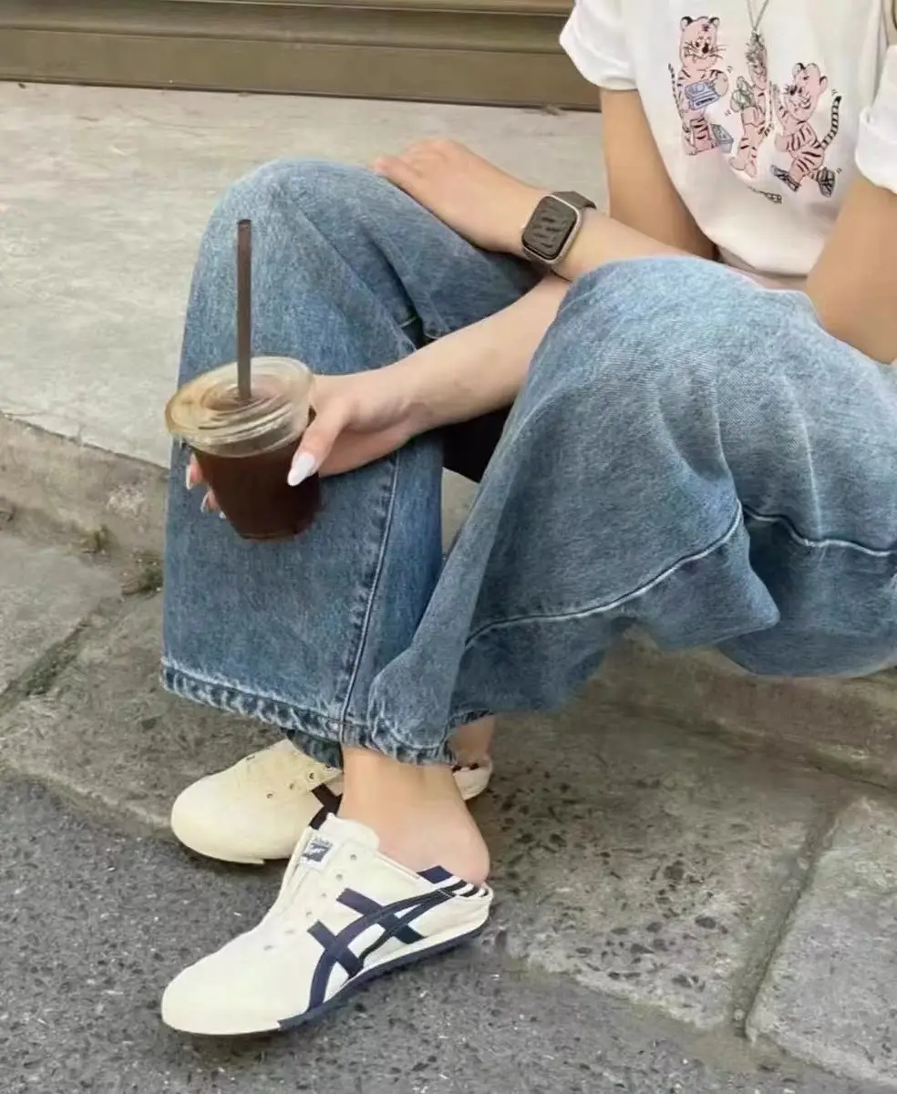 Cross-border Onizuka official website onslaught tiger flagship men's and women's one-step lazy moral training Forrest Gump white shoes — chobi 30