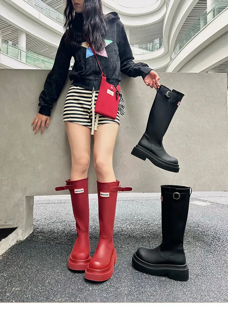 Women's red high boots for camping — chobi 1