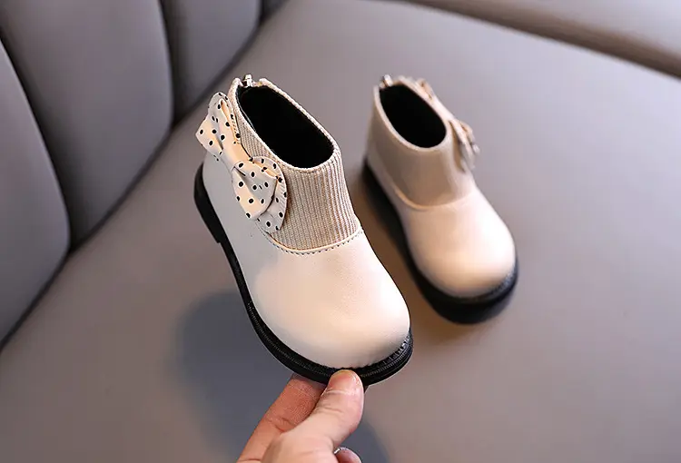 Children's cotton boots 2023 new winter children's shoes Korean style girls' soft sole leather boots baby versatile plus velvet Martin boots — chobi 7