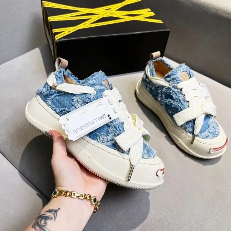 Open Smile Canvas Shoes 2.0 Zhao Lusi Tanjian Same Shoes Men and Women's Thick Poor Shoes Smile Face Shoes Half Drag the Move Shoes — chobi 4