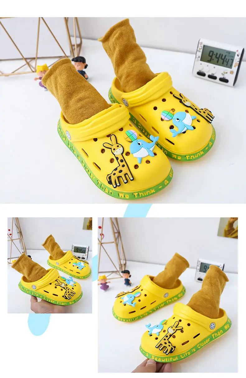 (Wholesale), children's indoor cute non-slip Crocs-style slippers for bathroom for boys, soft sole — chobi 10