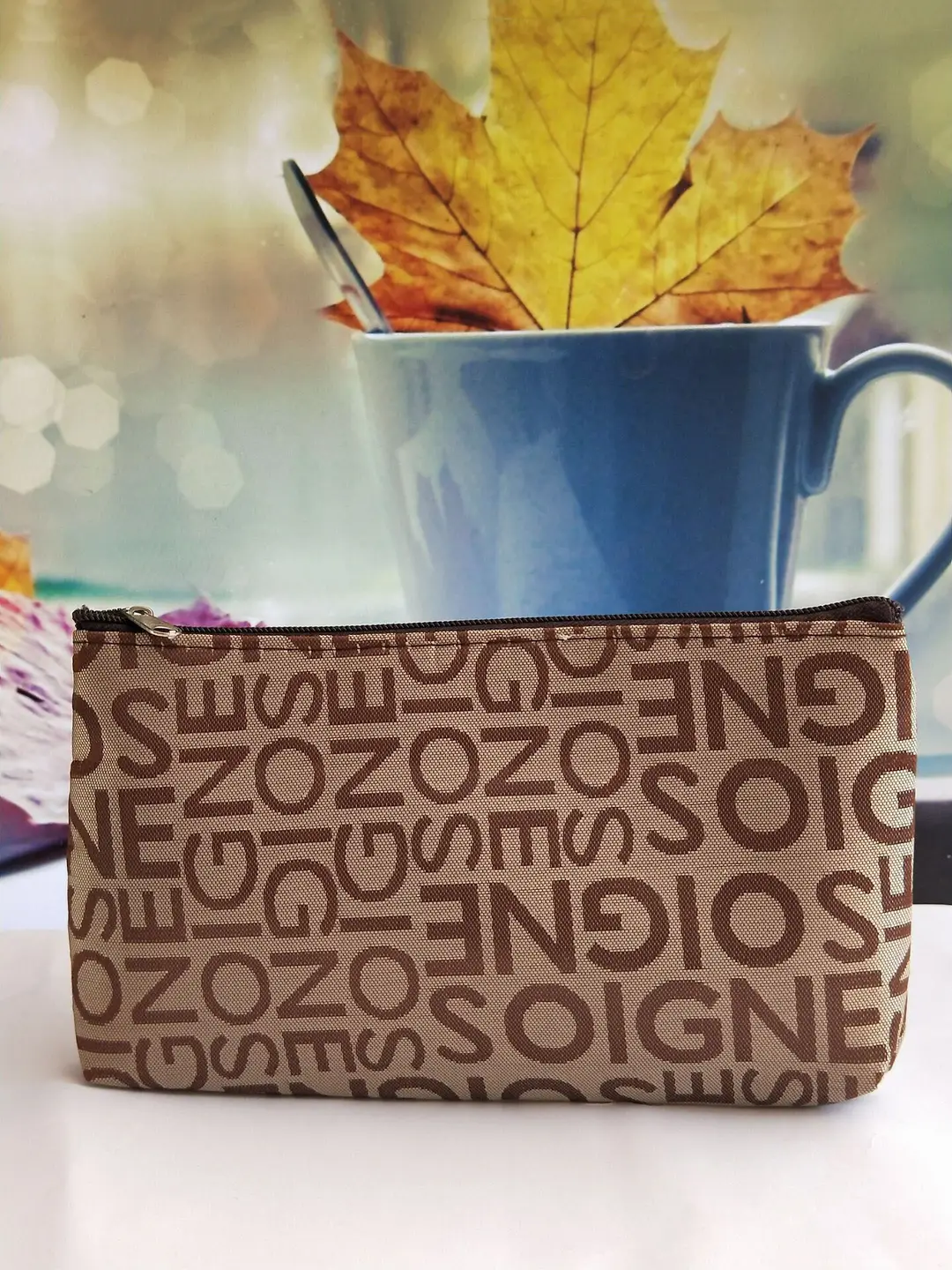 Korean style casual bag letter jacquard cosmetic bag horizontal style square hand cosmetic bag toiletry bag for women — chobi 9