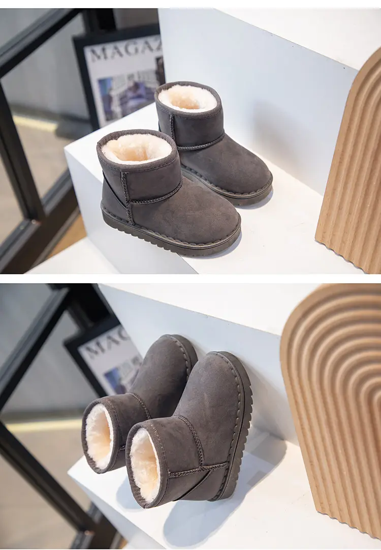 Children's winter set for men and women, slip-ons, suede insulated keep warm low boots, for teenagers — chobi 9
