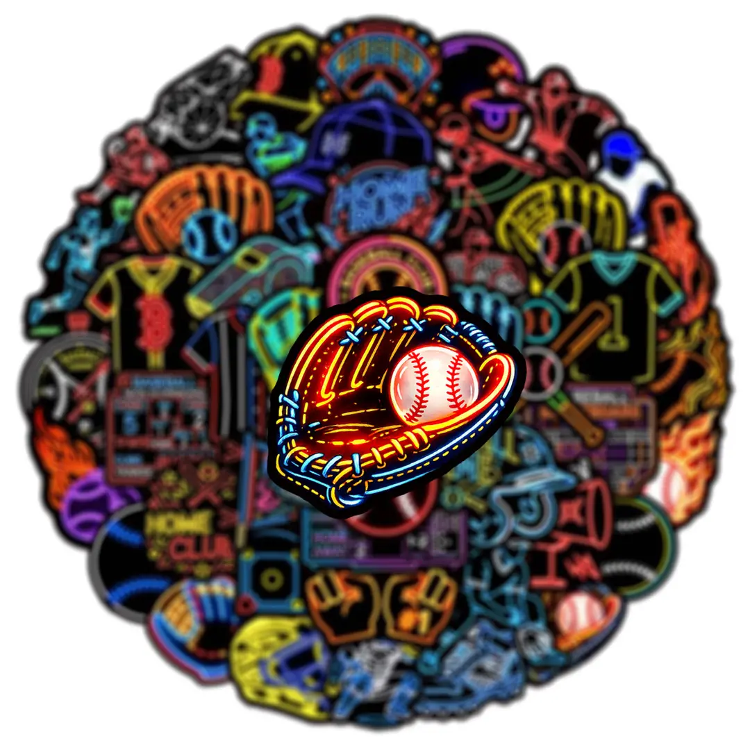 Cartoon baseball suitcase, laptop, helmet, scooter, sticker, stickers — chobi 8