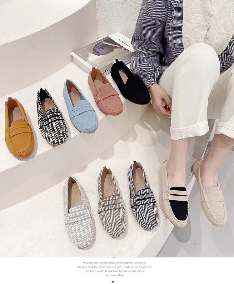 (Cross-border trading), knitted woven shoes, casual loafers, Collection Year 2025, round toe, non-slip sole — chobi 1