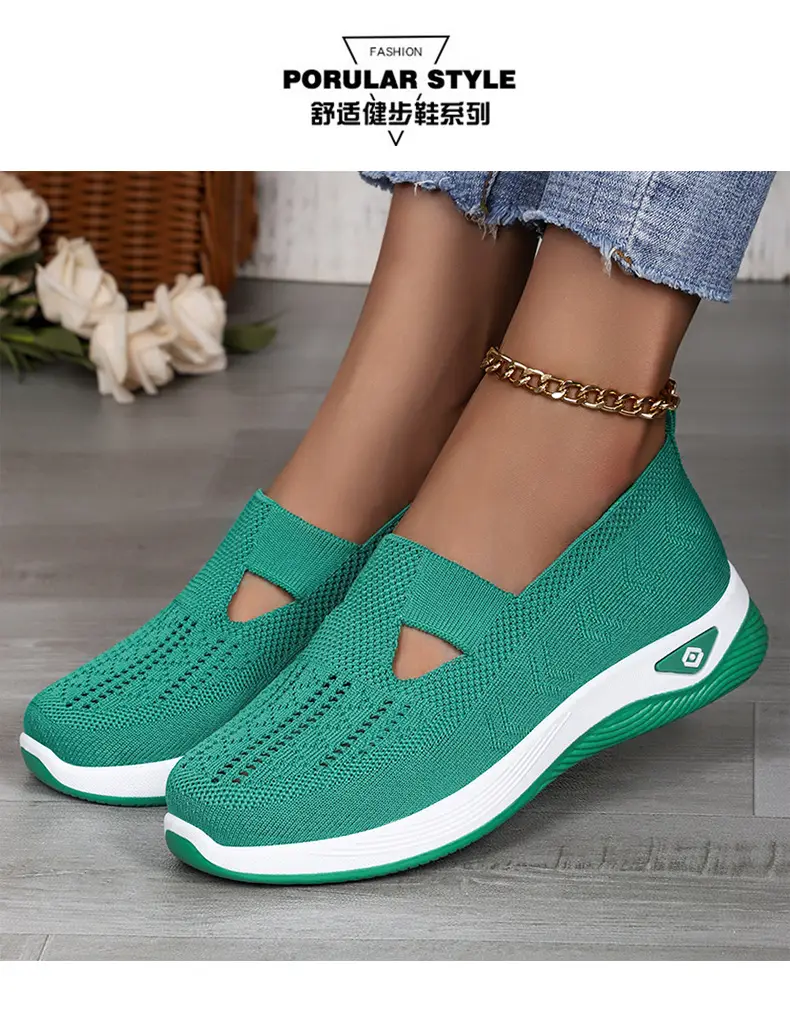 (Cross-border trading), breathable lightweight casual footwear, comfortable shoes made of mesh low-cut, plus size, made with flyknit technology, women — chobi 18