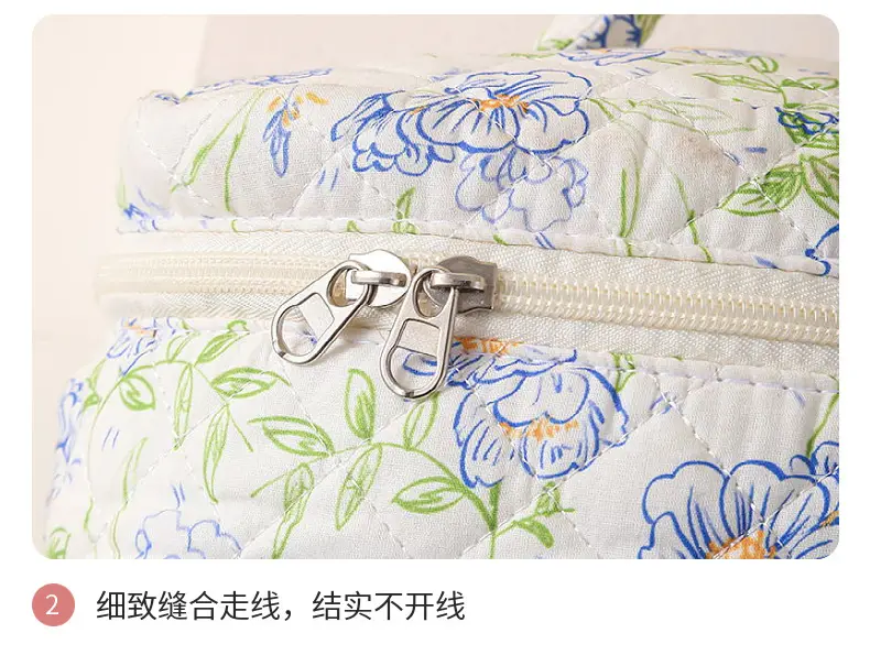 Handheld capacious cosmetic bag, cute brand storage system for traveling, flowered — chobi 17