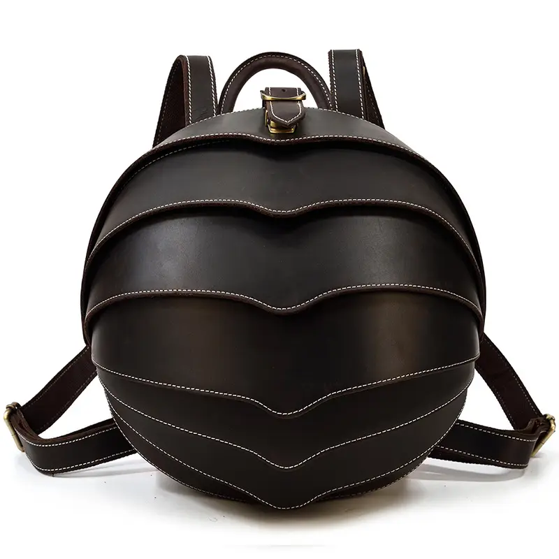 Leather backpack, men's capacious travel bag, one-shoulder bag — chobi 3