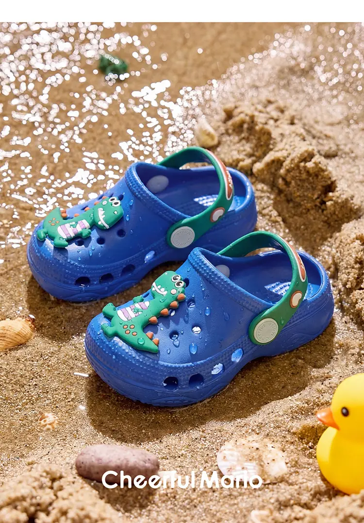 Children's cute Crocs-style slippers for boys, beach mule, soft sole, closed heel, closed toe — chobi 16