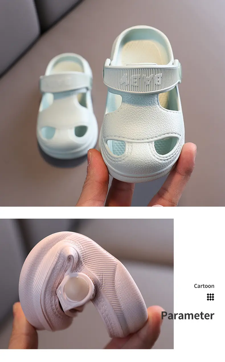 Children's summer Crocs-style slippers for boys, non-slip beach beach footwear for early age, cartoon mule, soft sole — chobi 22