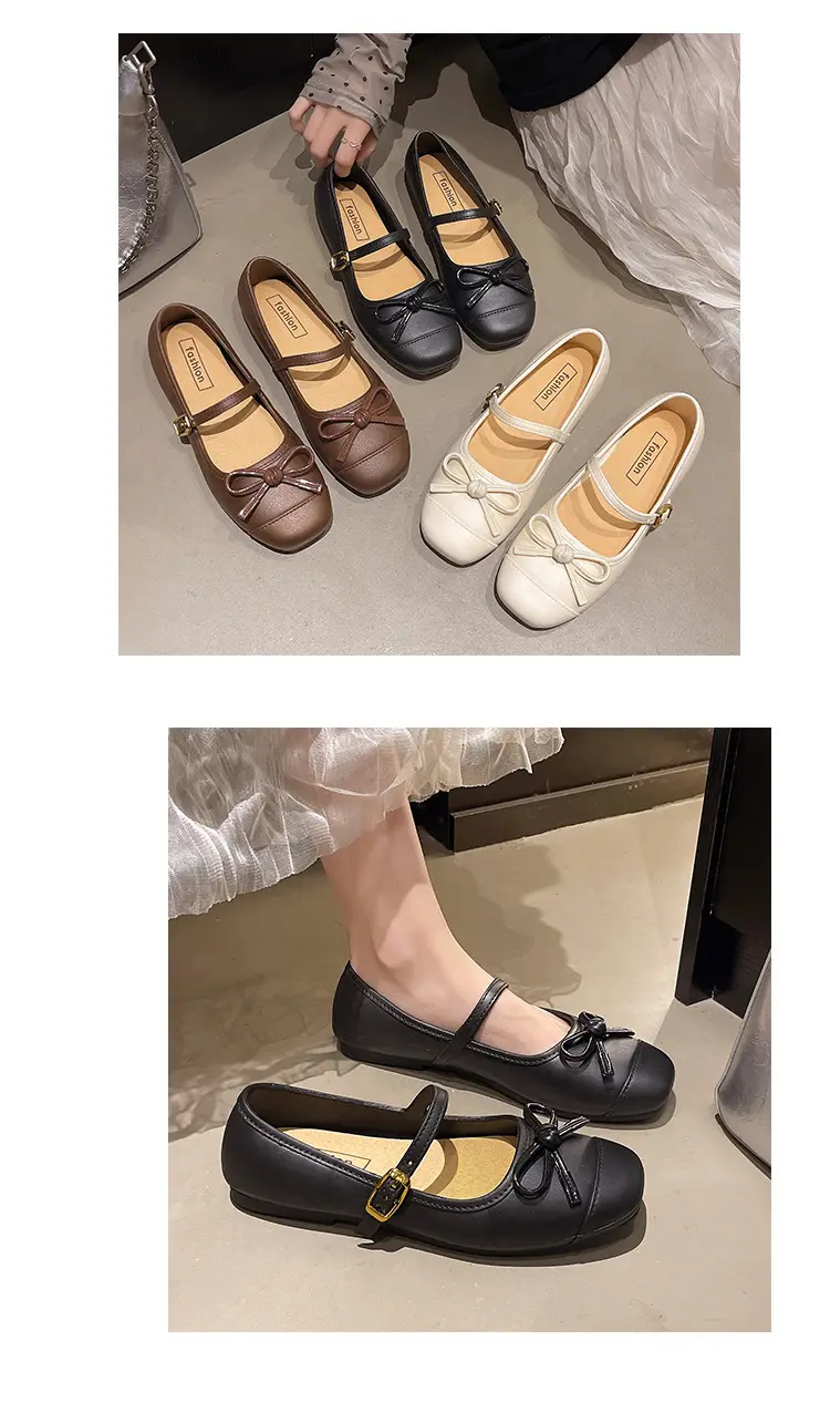 Summer breathable fashionable Mary Jane shoes with bow, french style, high-quality style, women's style, 2026 years — chobi 5