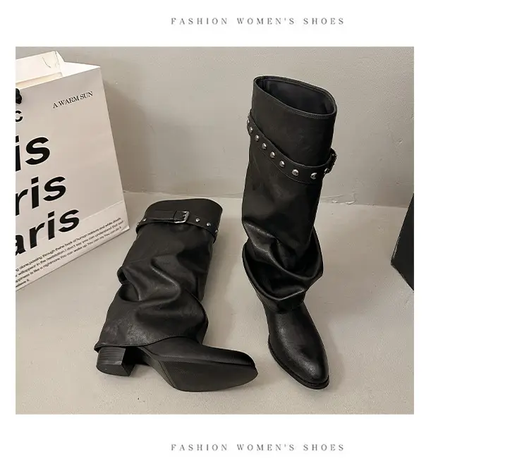 Summer high boots, fashionable trousers, belt, buckle, spring 2026 collection, visually slimming, wide stable heel — chobi 14