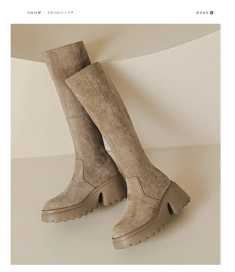 Demi-season elastic high boots platform heels, height increasing — chobi 20