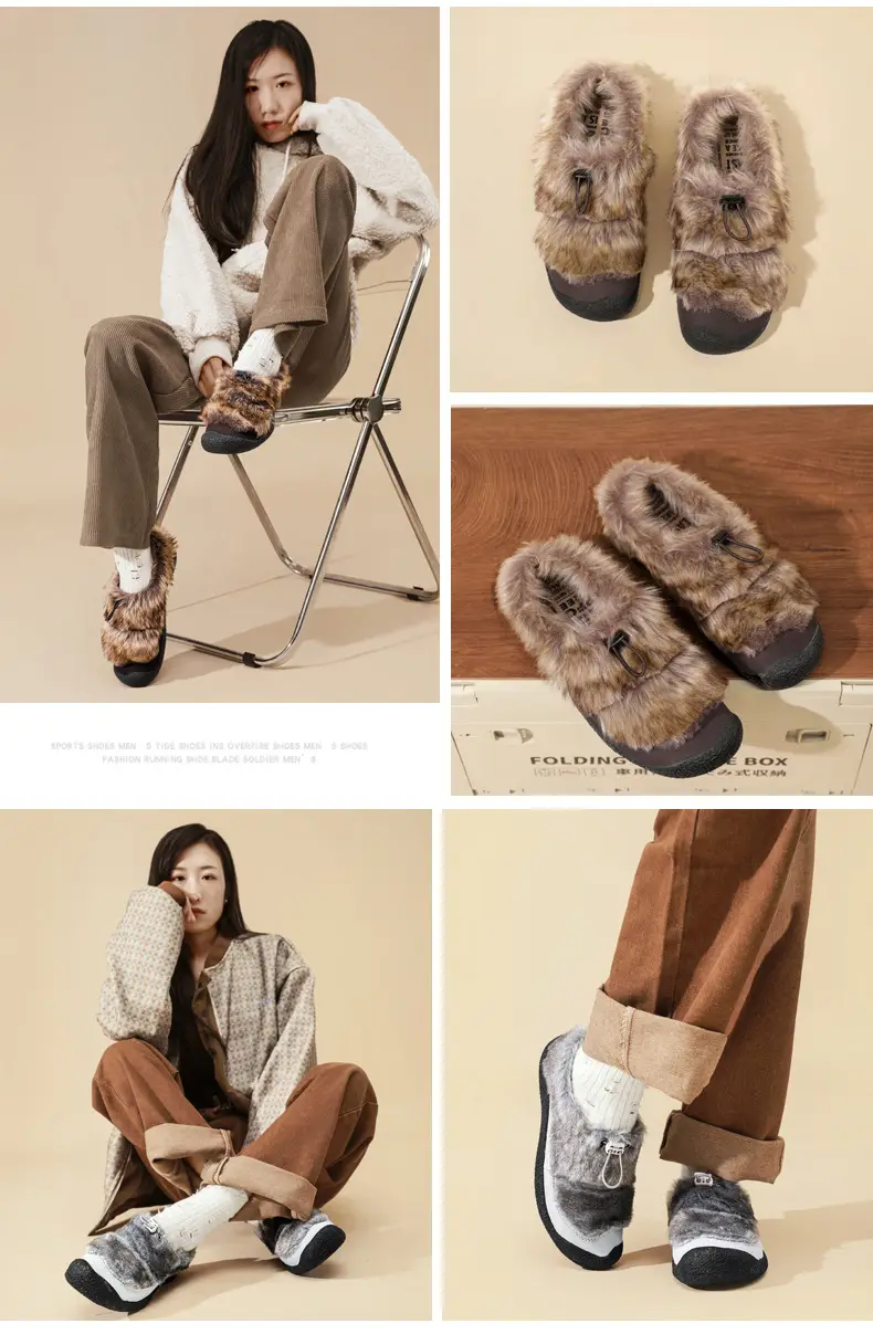Women's shoes with soft soles and the same style as Cohen's sheep's hoof women's cotton shoes to keep warm and fall and winter new outdoor furry shoes — chobi 4