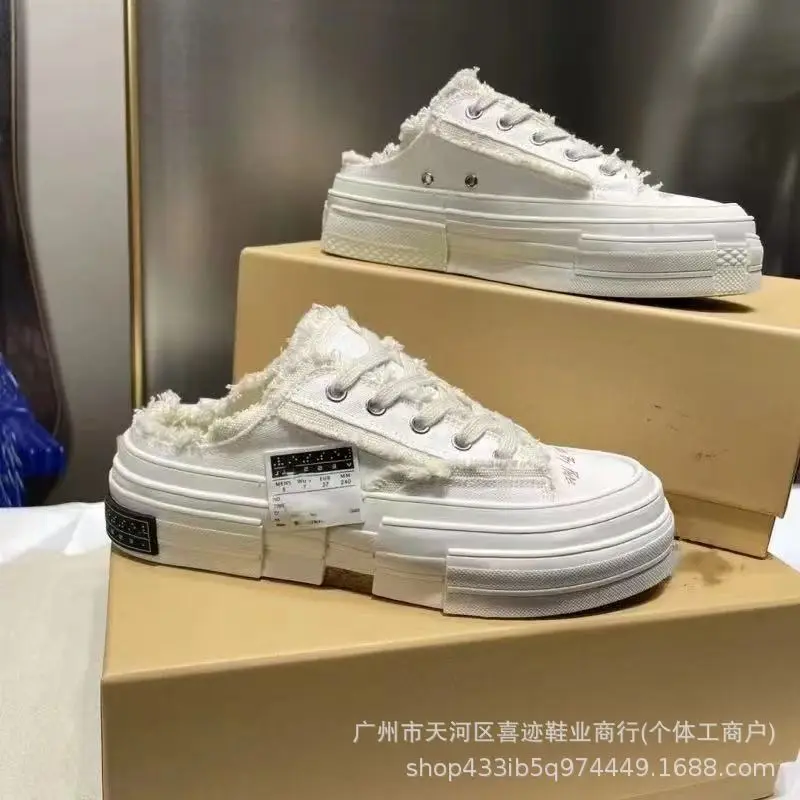 High version of Wu Jianhao's same style beggar's shoes for men and women, breathable casual lazy one-legged Muller half drag for women — chobi 7