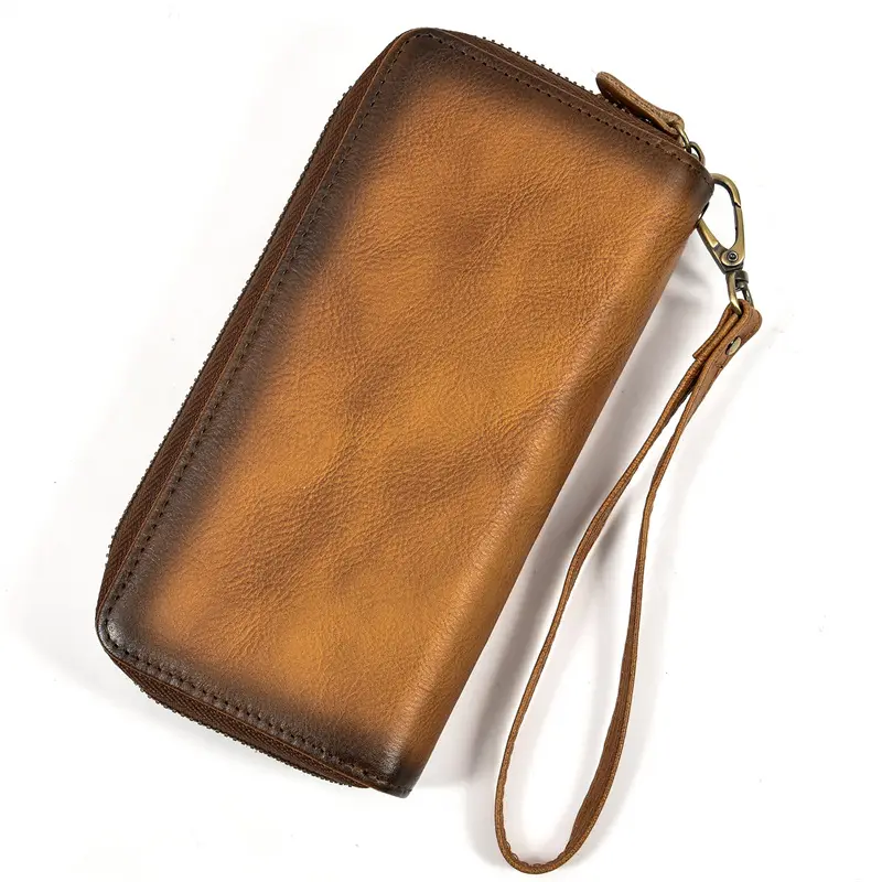 Leather long wallet with zipper, genuine leather — chobi 30