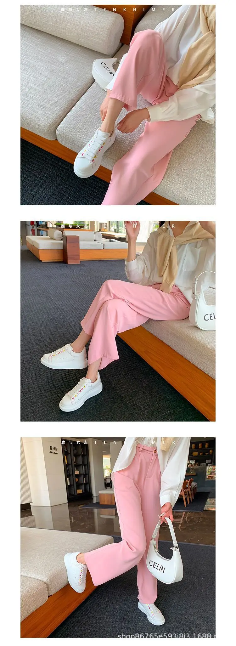 Fashionable white sneakers platform with chunky sole for leisure for men and women, height increasing — chobi 23