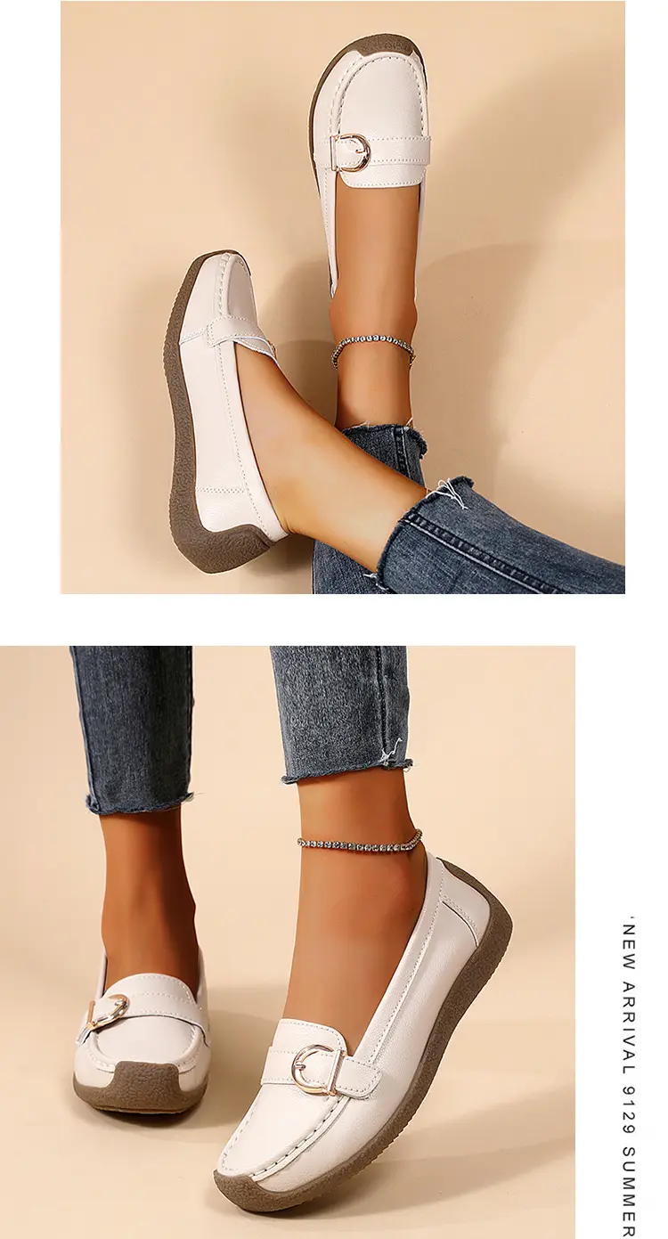 Casual women's loafers flat, comfortable “mom shoes”, Collection Year 2026, soft sole, plus size, non-slip sole — chobi 12