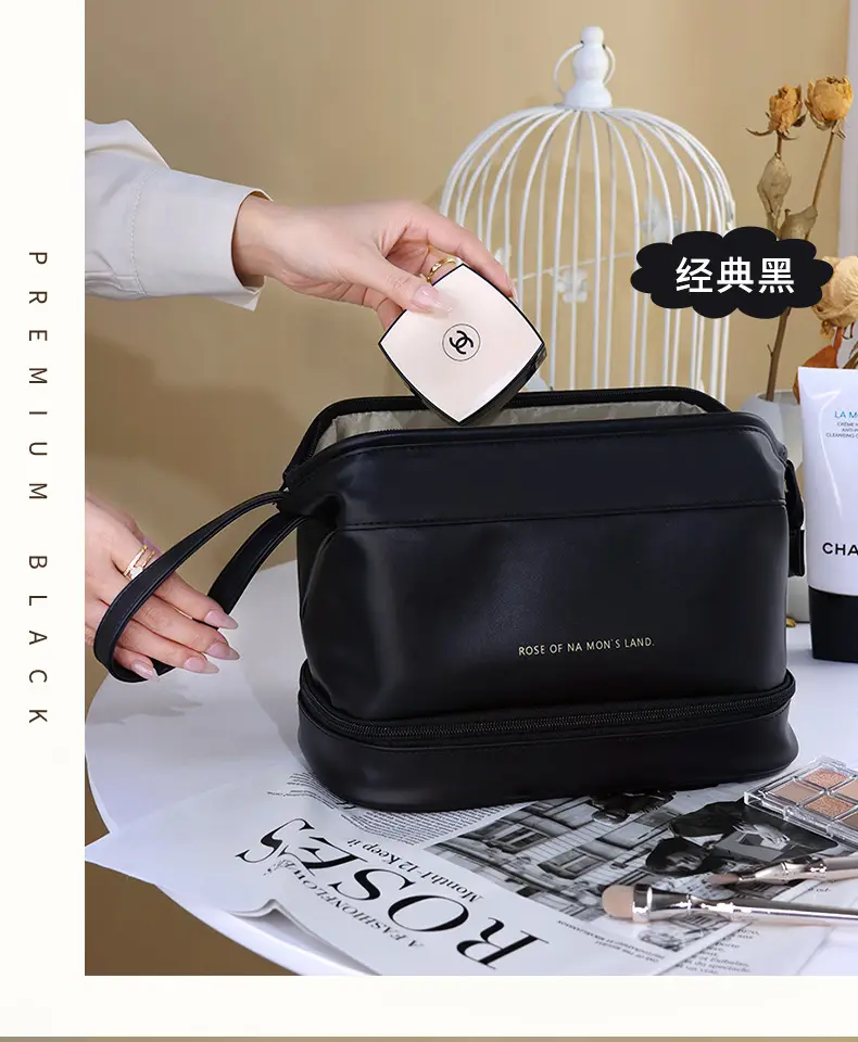 Cosmetic bag, handheld polyurethane capacious shoulder bag for traveling, high quality organizer bag, high-end — chobi 12