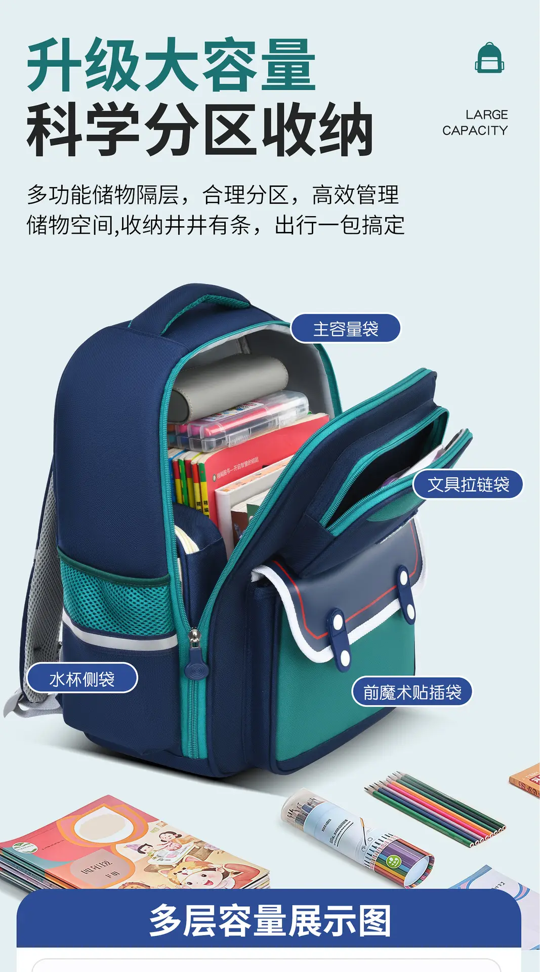 Children's ultra light school bag for men and women lightweight, 6-12 years, 1-3-6 years, spine protection — chobi 8
