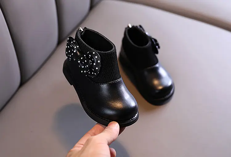 Children's cotton boots 2023 new winter children's shoes Korean style girls' soft sole leather boots baby versatile plus velvet Martin boots — chobi 6