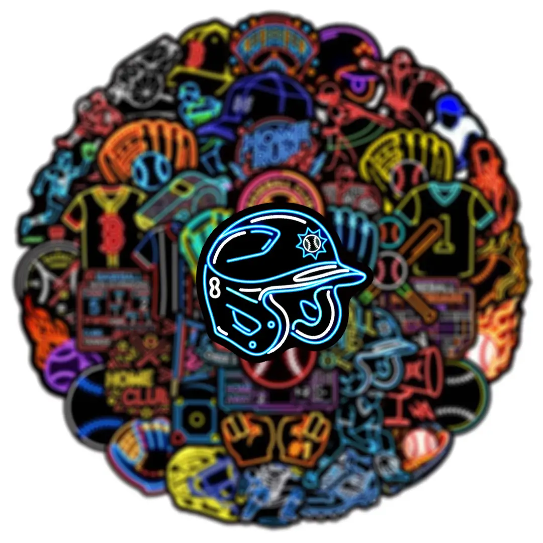 Cartoon baseball suitcase, laptop, helmet, scooter, sticker, stickers — chobi 10
