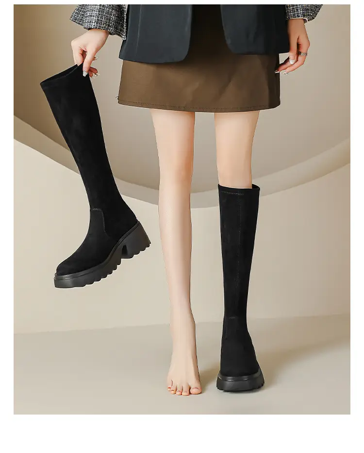 Demi-season elastic high boots platform heels, height increasing — chobi 15