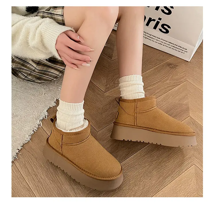 Bread shoes snow boots for women 2026 new popular winter velvet women's shoes thick sole waterproof anti-slip warm cotton shoes — chobi 6