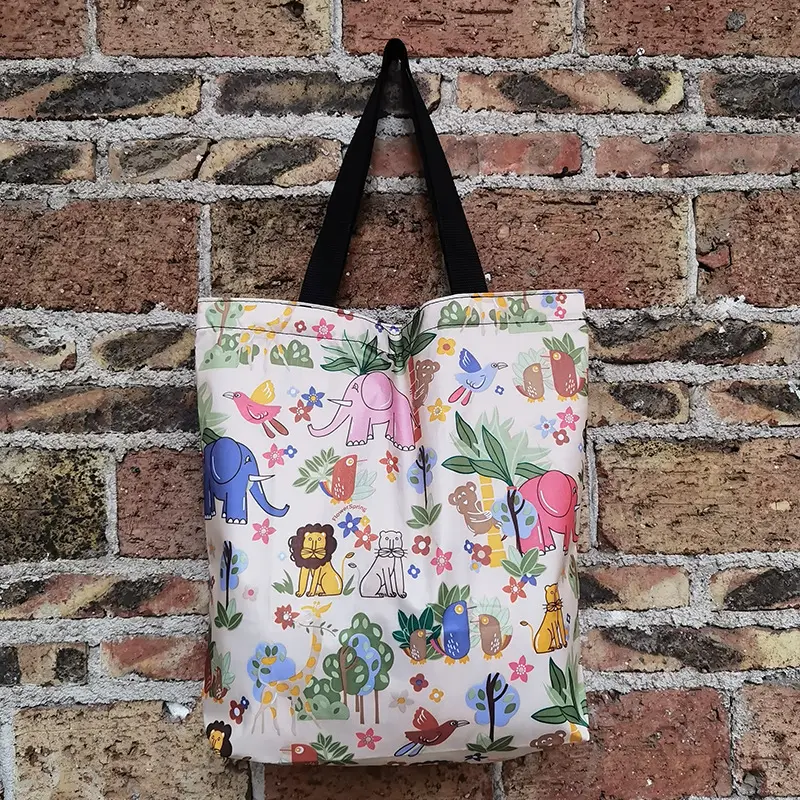Waterproof shopping bag with zipper, folding handheld linen bag, travel bag, (Physicals), increased thickness — chobi 29