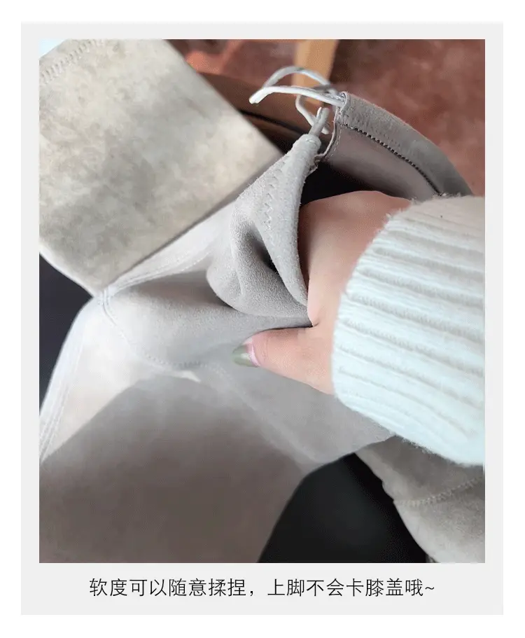 Elastic high boots flat, Collection Year 2024, wide stable heel, round toe, visually slimming — chobi 4