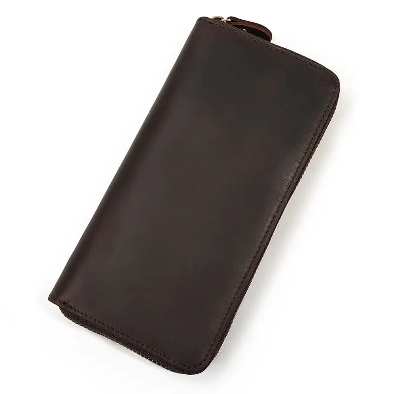 Leather long wallet with zipper, genuine leather — chobi 3