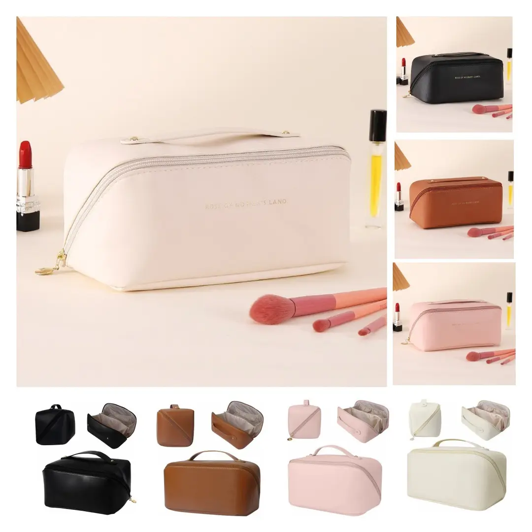 Fashionable handheld cosmetic bag to go out, capacious organizer bag for traveling, high quality polyurethane purse — chobi 11