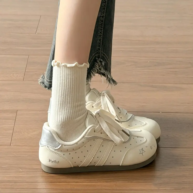 Breathable autumn fashionable thin white sneakers, universal comfortable GAT shoes, autumn season 2026, suitable for standing work, women's style — chobi 2