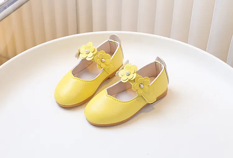 Children's white shoes made of black leather for students — chobi 6
