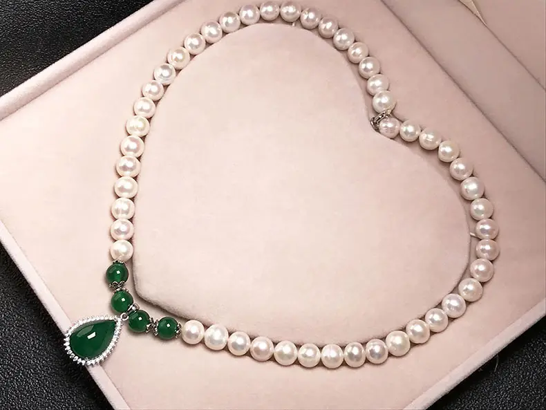 Organic accessory, necklace from pearl, chain, set for mother's day, silver 925 sample, Birthday gift — chobi 37
