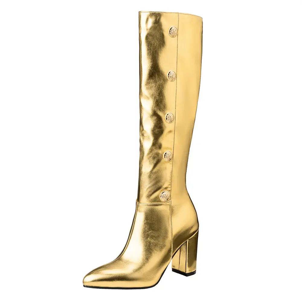 (Cross-border trading), capacious high boots pointed-toe with zipper, wide stable heel, plus size, 32 — chobi 26