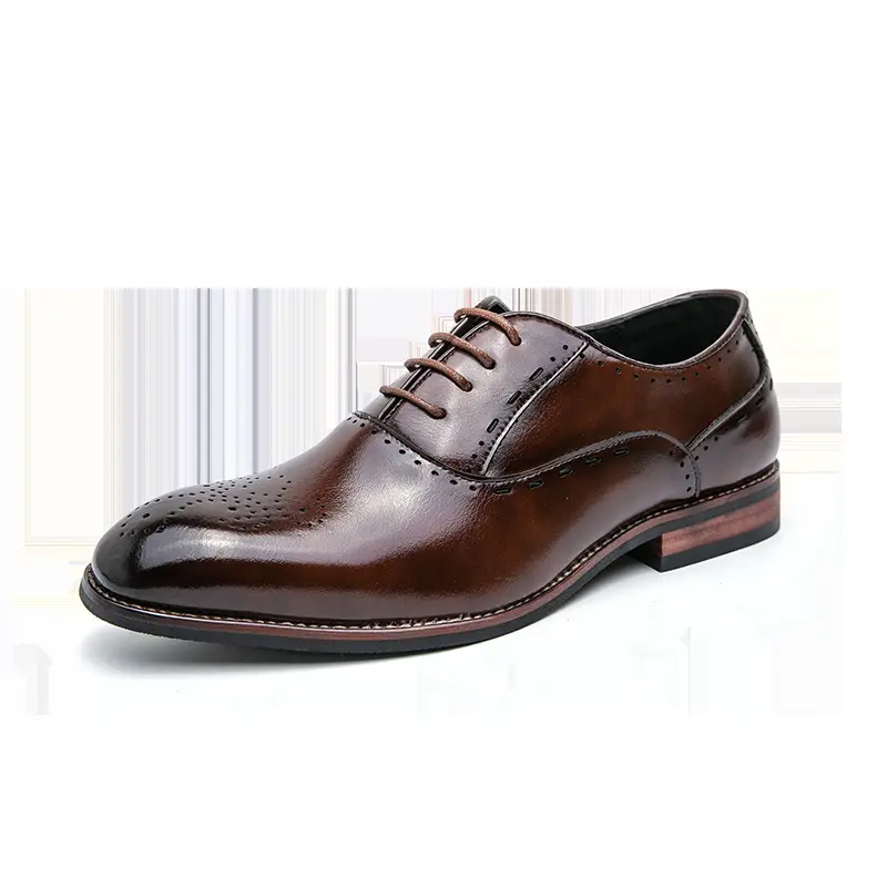 Men's classic suit jacket pointed-toe, wedding shoes platform, Korean style — chobi 2