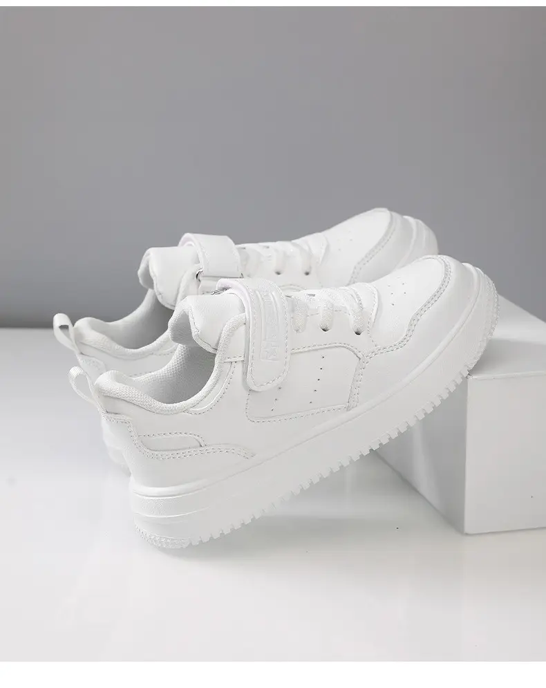Children's white white sneakers for boys, white shoes for students — chobi 23