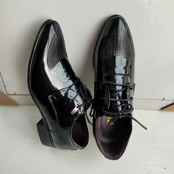 Trend men's demi-season black casual footwear pointed-toe English style, wedding shoes, trend of season, height increasing — chobi 8