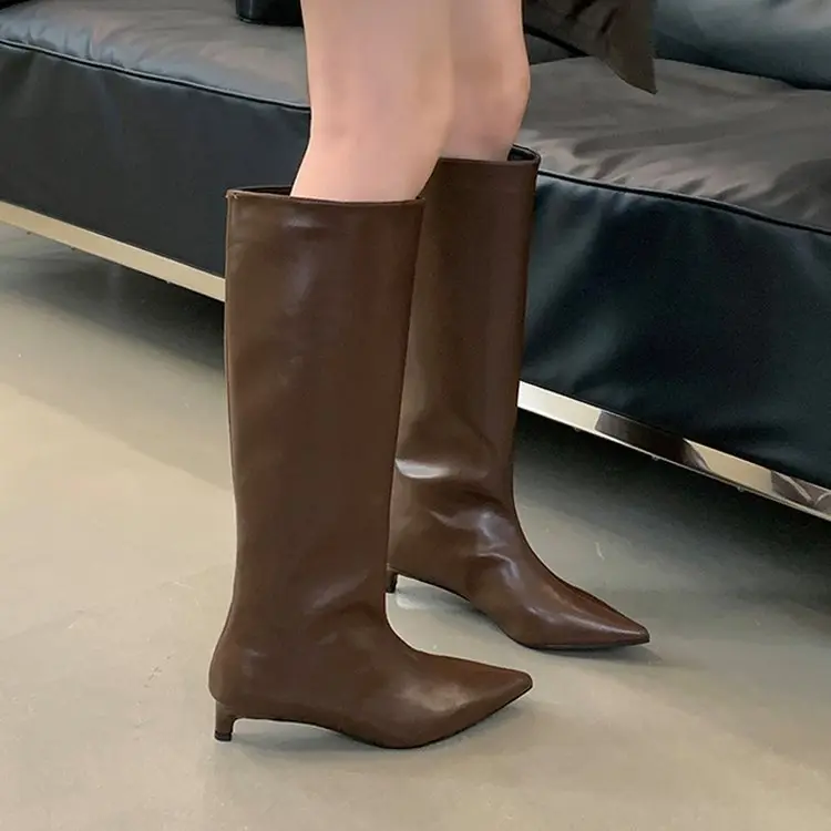 Demi-season fashionable solid color high boots pointed-toe — chobi 4