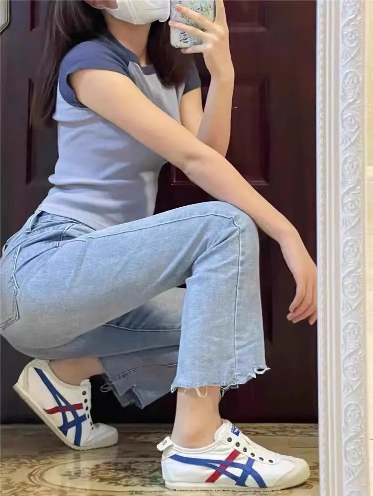 Cross-border Onizuka official website onslaught tiger flagship men's and women's one-step lazy moral training Forrest Gump white shoes — chobi 15