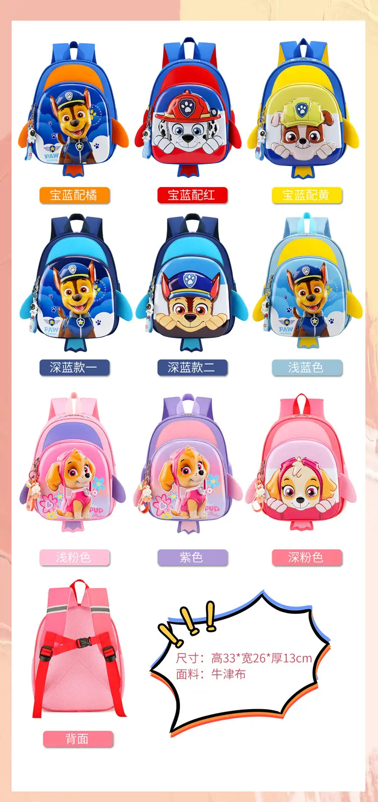 School bag for early age, cartoon backpack, card holder for men and women, 3-6 years — chobi 5